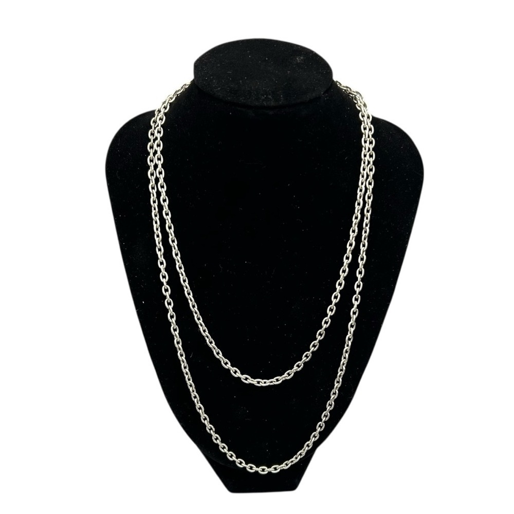Long Silver Tone Chain Necklace 36.5”